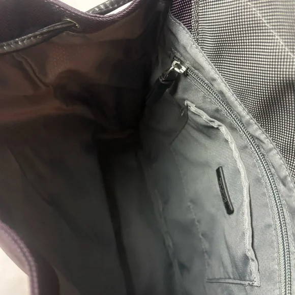 Tumi Cady Rucksack Nylon Backpack Purple Grey Everyday Travel Drawstring